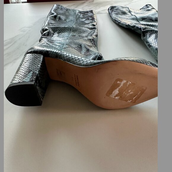 Paris Texas Blue Snakeskin Heeled Boots - Picture 10 of 16